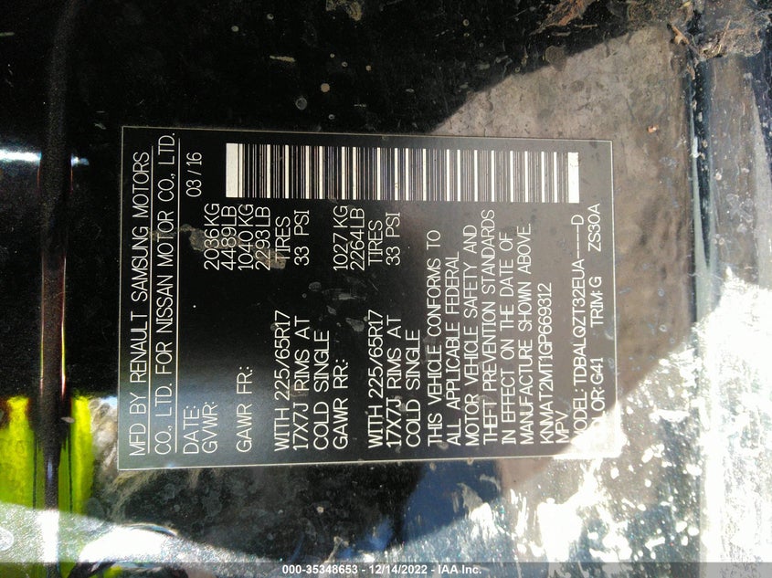 2016 Nissan Rogue VIN KNMAT2MT1GP669312 IAAI salvage auction — Front End, Salvage, sold $5,825 on 2023-01-17 (photo 9)