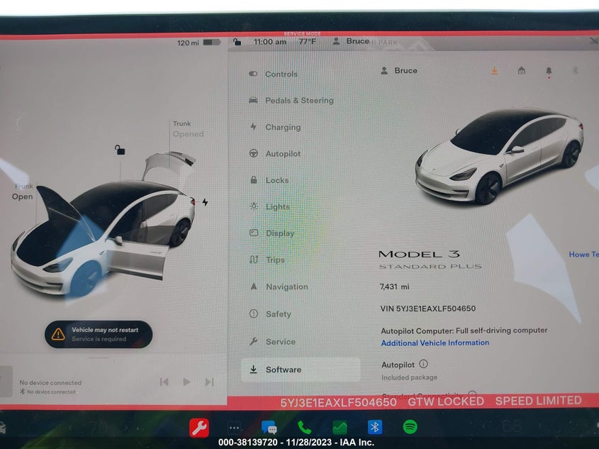 2020 Tesla Model 3 VIN 5YJ3E1EAXLF504650 IAAI salvage auction — Front End, Clean, sold $11,000 on 2024-01-30 (photo 7)