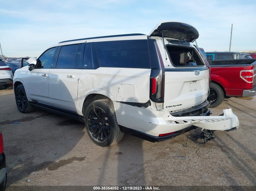 2022 Cadillac Escalade VIN 1GYS3RKL0NR303773 COPART salvage auction — Rear, Other (Texas), sold $44,000 on 2024-04-01 (photo 3)