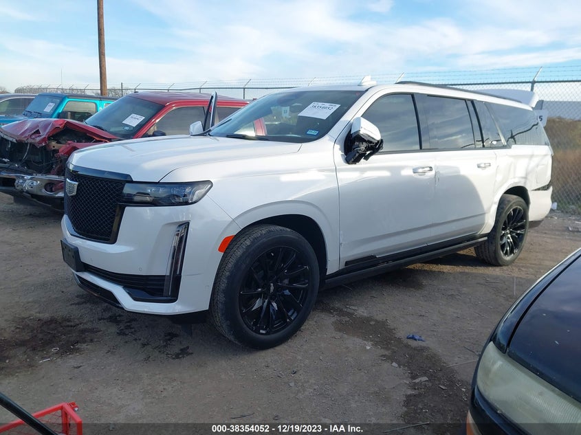 2022 Cadillac Escalade VIN 1GYS3RKL0NR303773 COPART salvage auction — Rear, Other (Texas), sold $44,000 on 2024-04-01 (photo 2)