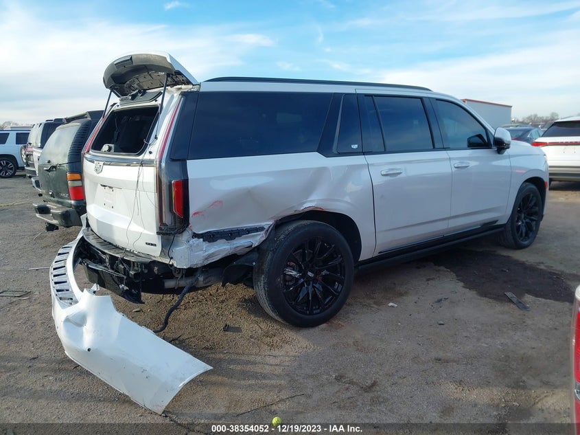 2022 Cadillac Escalade VIN 1GYS3RKL0NR303773 COPART salvage auction — Rear, Other (Texas), sold $44,000 on 2024-04-01 (photo 4)