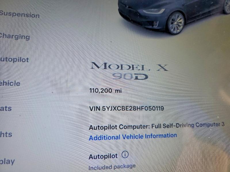 2017 Tesla Model x VIN 5YJXCBE28HF050119 COPART salvage auction — REAR END, NC - CERTIFICATE OF TITLE, sold $5,300 on 2026-07-06 (photo 9)