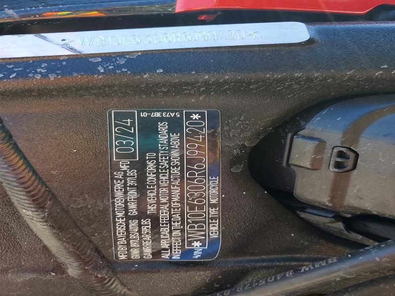 2024 BMW S 1000 VIN WB10E6306R6J99420 COPART salvage auction — ALL OVER, AZ - CERT OF TITLE - SALVAGE, sold $12,500 on 2026-07-02 (photo 9)