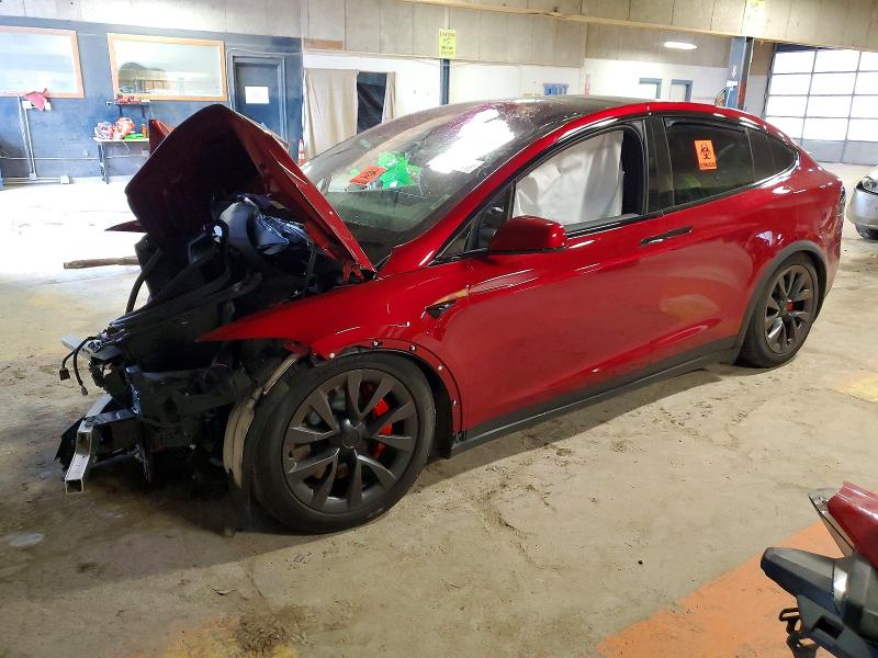 2025 Tesla Model x VIN 7SAXCBE66SF468224 COPART salvage auction — FRONT END, IN - CERT OF TITLE-SALVAGE TITLE, sold $15,000 on 2026-07-21 (photo 1)