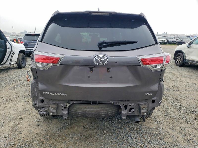 2016 Toyota Highlander VIN 5TDKKRFH1GS147746 COPART salvage auction — REAR END, Ca - Salvage Certificate, sold $7,300 on 2026-07-16 (photo 6)