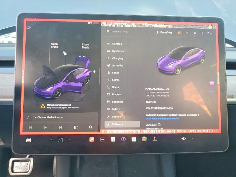 2023 Tesla Model 3 VIN 5YJ3E1EB6PF711079 COPART salvage auction — SIDE, Ca - Salvage Certificate, sold $6,700 on 2026-07-28 (photo 9)