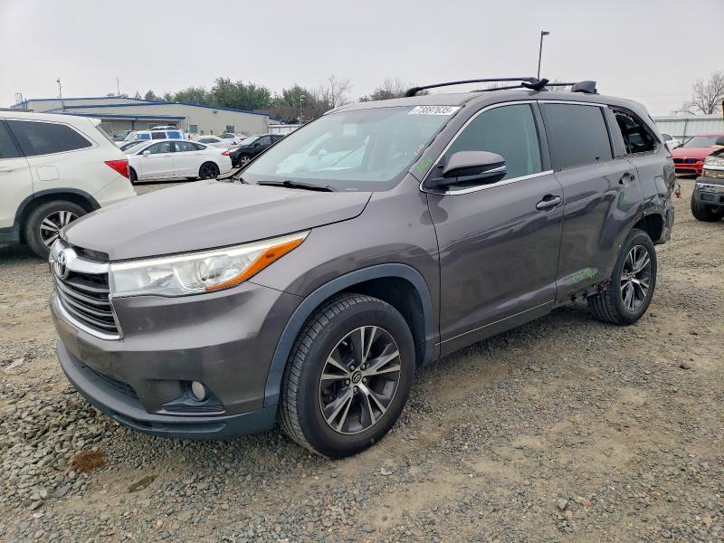2016 Toyota Highlander VIN 5TDKKRFH1GS147746 COPART salvage auction — REAR END, Ca - Salvage Certificate, sold $7,300 on 2026-07-16 (photo 1)