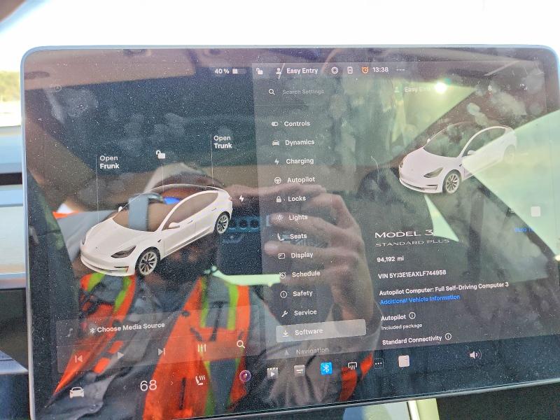 2020 Tesla Model 3 VIN 5YJ3E1EAXLF744958 COPART salvage auction — FRONT END, Ca - Salvage Certificate, sold $2,600 on 2026-07-31 (photo 9)