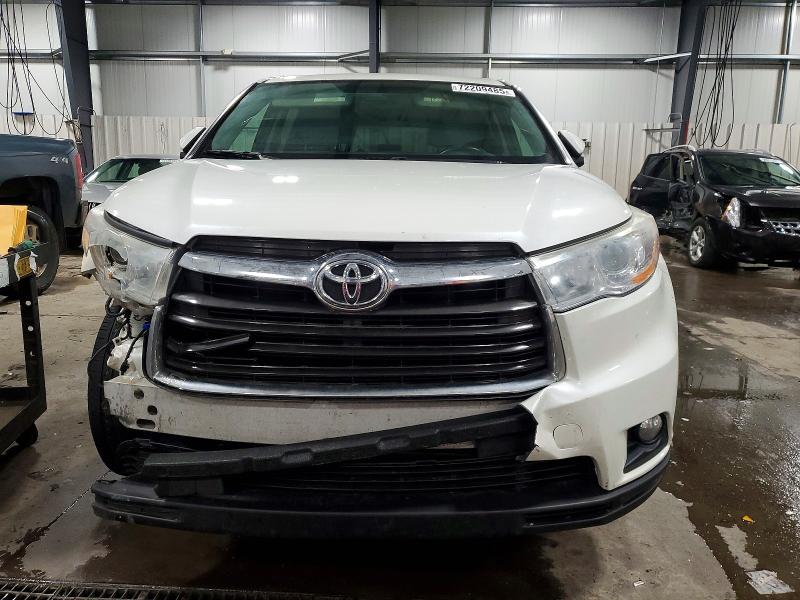 2014 Toyota Highlander VIN 5TDBKRFH0ES017518 COPART salvage auction — FRONT END, Mn - Cert Of Title-Prior Salvage, sold $825 on 2026-07-02 (photo 5)