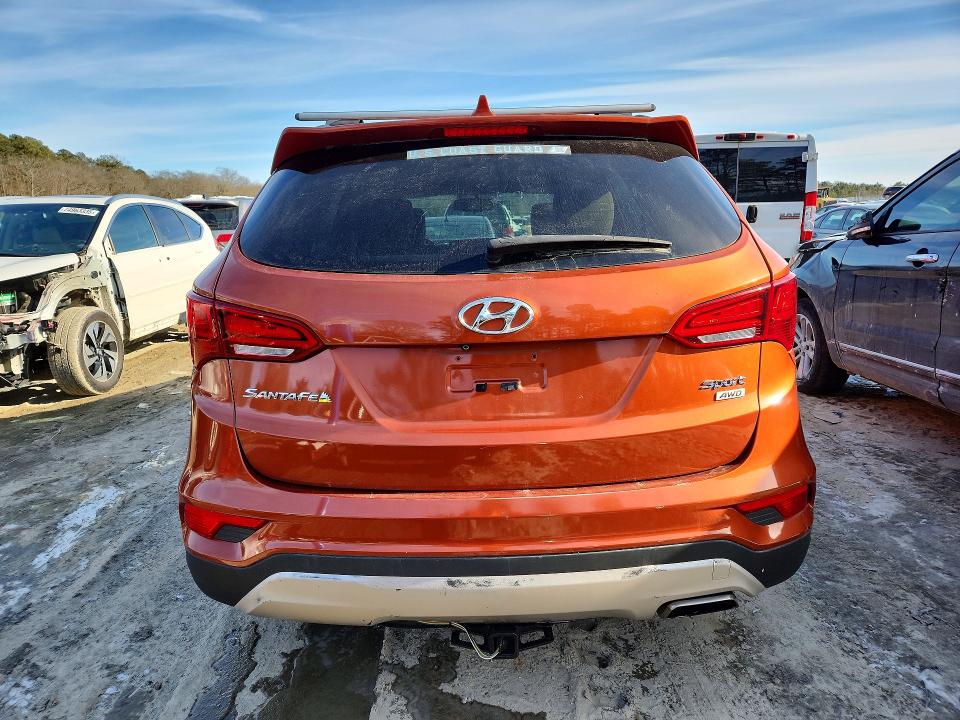 2017 Hyundai Santa fe VIN 5XYZUDLB9HG411418 COPART salvage auction — HAIL, Md - Cert Of Salvage < 75% Damage, sold $2,250 on 2026-07-07 (photo 6)