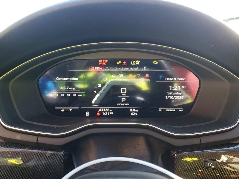 2021 Audi S5 VIN WAUC4DF57MA016589 COPART salvage auction — REAR END, Salvage Title, sold $7,500 on 2026-07-28 (photo 9)