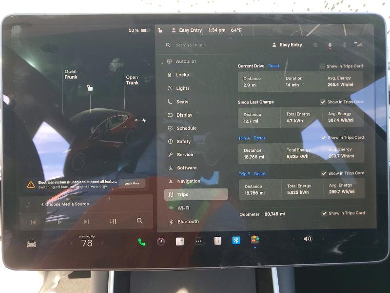 2019 Tesla Model 3 VIN 5YJ3E1EB5KF386871 COPART salvage auction — SIDE, Nv - Salvage Title, sold $6,100 on 2026-07-07 (photo 9)