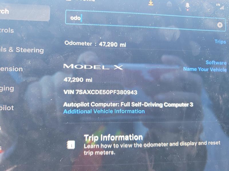 2023 Tesla Model x VIN 7SAXCDE50PF380943 COPART salvage auction — FRONT END, Salvage Title, sold $14,300 on 2026-07-15 (photo 9)