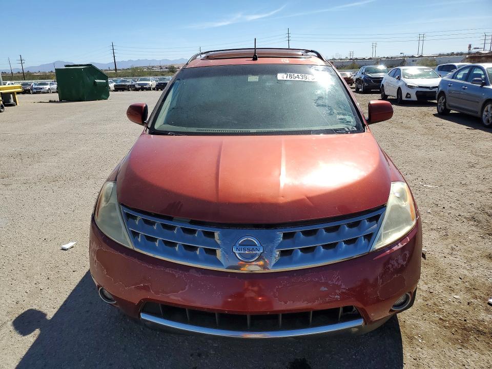 2007 Nissan Murano VIN JN8AZ08W97W644417 COPART salvage auction — FRONT END, Az - Certificate Of Title, sold $925 on 2026-07-31 (photo 5)