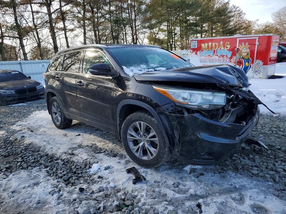 2015 Toyota Highlander VIN 5TDJKRFHXFS224267 COPART salvage auction — FRONT END, Nj - Cert Of Title-Salvage, sold $5,700 on 2026-07-20 (photo 4)