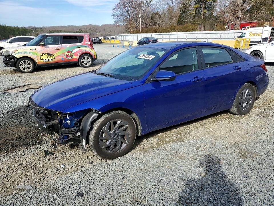 2024 Hyundai Elantra VIN KMHLM4DG1RU707805 COPART salvage auction — FRONT END, Nc - Salvage Certificate Of Title, sold $4,350 on 2026-07-02 (photo 1)