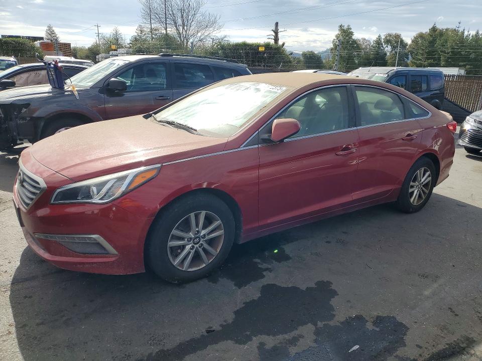 2015 Hyundai Sonata VIN 5NPE24AF8FH124345 COPART salvage auction — FRONT END, CA - DIS/DLR/EXP APP FOR DUP CLEAN, sold $900 on 2026-07-02 (photo 1)