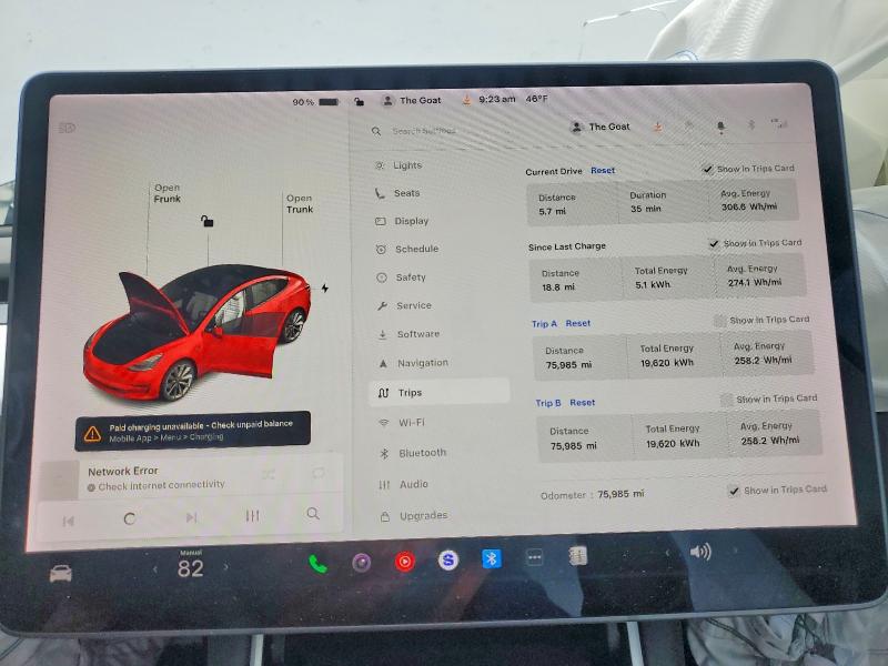 2018 Tesla Model 3 VIN 5YJ3E1EB6JF097335 COPART salvage auction — FRONT END, NC - UNREGISTERABLE CERT OF TITLE, sold $6,000 on 2026-07-29 (photo 9)