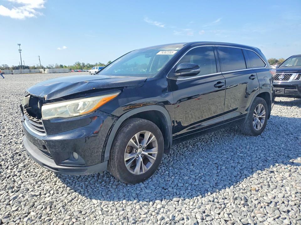 2015 Toyota Highlander VIN 5TDZKRFH2FS103493 COPART salvage auction — FRONT END, Fl - Cert Of Title Slvg Rebuildable, sold $7,400 on 2026-07-07 (photo 1)