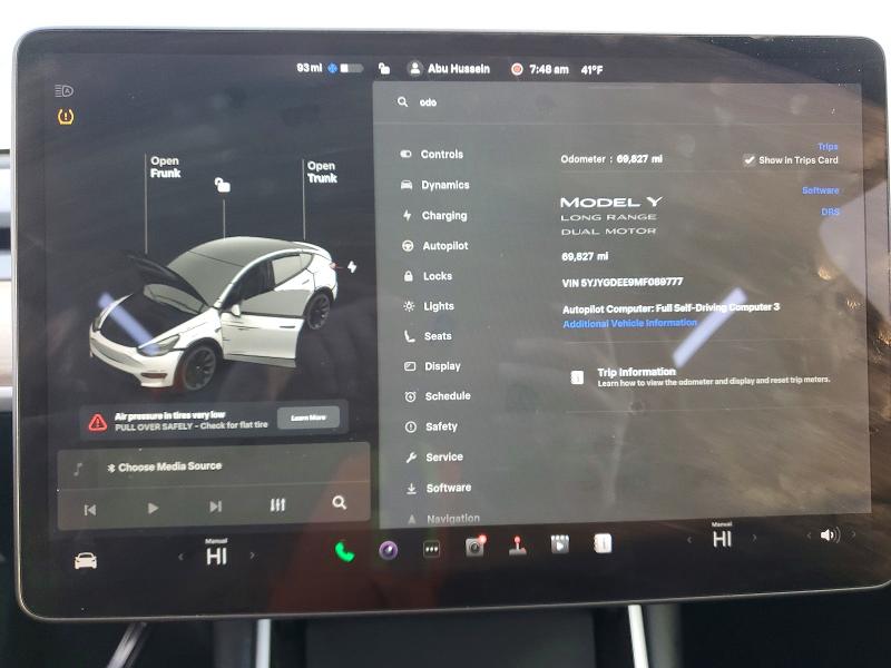 2021 Tesla Model y VIN 5YJYGDEE9MF089777 COPART salvage auction — FRONT END, Il - Salvage Certificate, sold $450 on 2026-07-22 (photo 9)