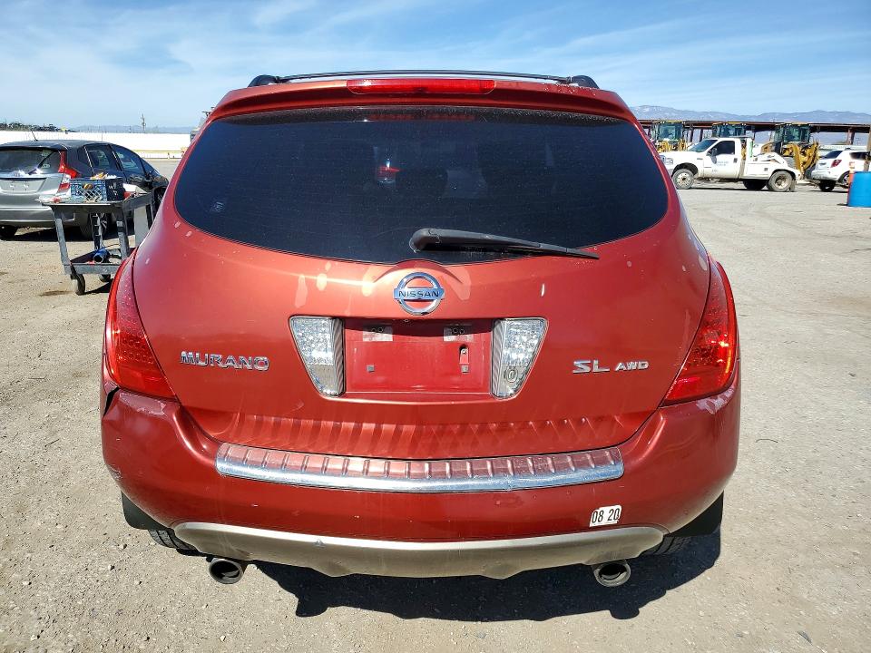 2007 Nissan Murano VIN JN8AZ08W97W644417 COPART salvage auction — FRONT END, Az - Certificate Of Title, sold $925 on 2026-07-31 (photo 6)