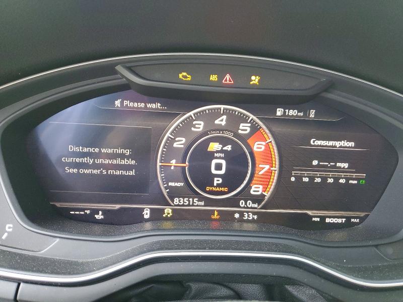 2018 Audi S4 VIN WAUC4AF44JA075939 COPART salvage auction — FRONT END, Ma - Cert Of Title-Salvage, sold $200 on 2026-07-29 (photo 9)