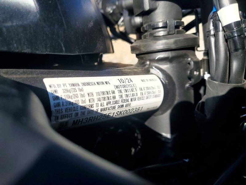 2025 Yamaha VIN MH3RH25E1SK002381 COPART salvage auction — SIDE, Nv - Salvage Title, sold $50 on 2026-07-30 (photo 9)