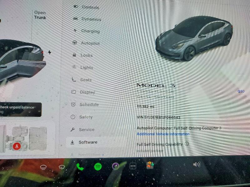 2018 Tesla Model 3 VIN 5YJ3E1EB1JF066543 COPART salvage auction — SIDE, Sc - Cert Of Title-Salvage, sold $5,800 on 2026-07-06 (photo 9)