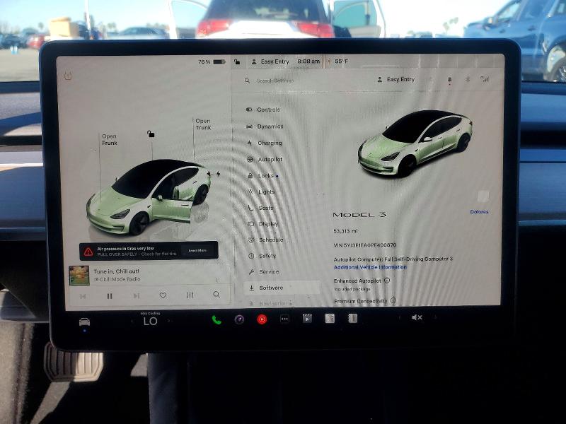 2023 Tesla Model 3 VIN 5YJ3E1EA0PF400870 COPART salvage auction — SIDE, CA - SALVAGE CERTIFICATE, sold $5,800 on 2026-07-31 (photo 9)