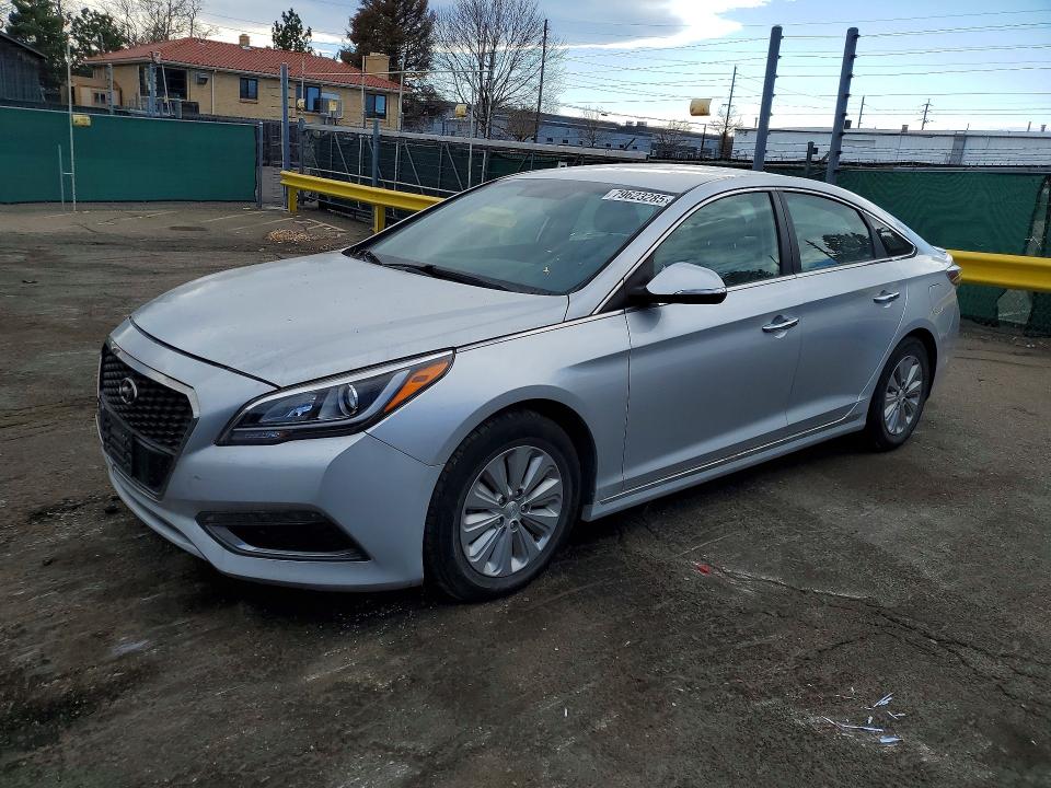 2016 Hyundai Sonata hybrid VIN KMHE24L12GA019970 COPART salvage auction — HAIL, Co - Bill Of Sale-Parts Only, sold $525 on 2026-07-28 (photo 1)