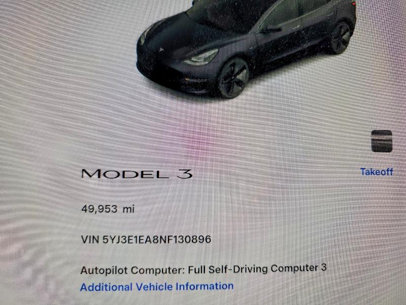 2022 Tesla Model 3 VIN 5YJ3E1EA8NF130896 COPART salvage auction — FRONT END, Tx - Salvage Vehicle Title, sold $9,300 on 2026-07-10 (photo 9)