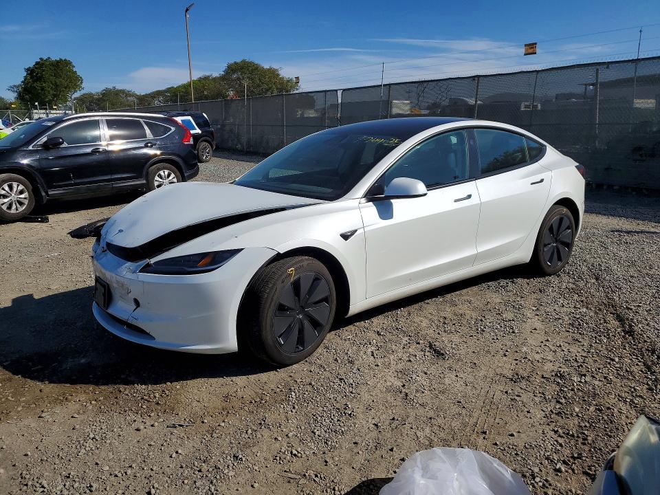 2025 Tesla Model 3 VIN 5YJ3E1EA4SF975496 COPART salvage auction — FRONT END, Ca - Salvage Certificate, sold $10,500 on 2026-07-24 (photo 1)