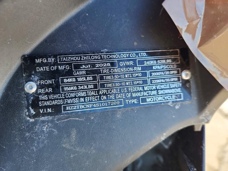 2025 VIN HZ2TBCNF4S1017209 COPART salvage auction — FRONT END, NY - MV907A-PARTS ONLY, sold $35 on 2026-07-09 (photo 9)