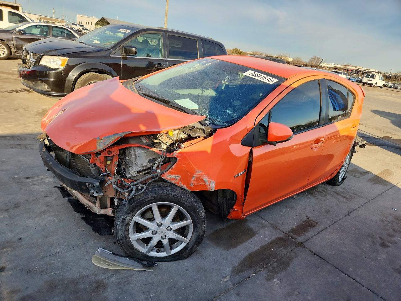 2013 Toyota Prius C VIN JTDKDTB37D1034863 COPART salvage auction — Front End, TX - CERT OF TITLE-REBUILT SALVAGE, sold $900 on 2026-07-02 (photo 1)
