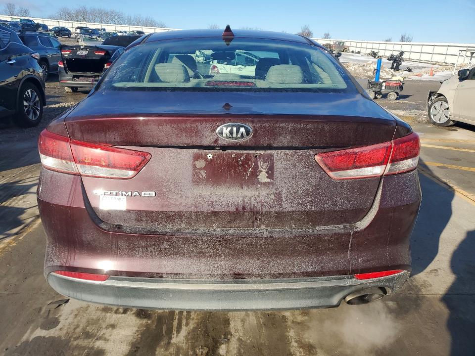 2016 Kia Optima VIN 5XXGT4L31GG116111 COPART salvage auction — FRONT END, Salvage Title, sold $225 on 2026-07-23 (photo 6)