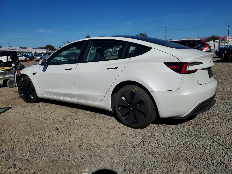 2025 Tesla Model 3 VIN 5YJ3E1EA4SF975496 COPART salvage auction — FRONT END, Ca - Salvage Certificate, sold $10,500 on 2026-07-24 (photo 2)