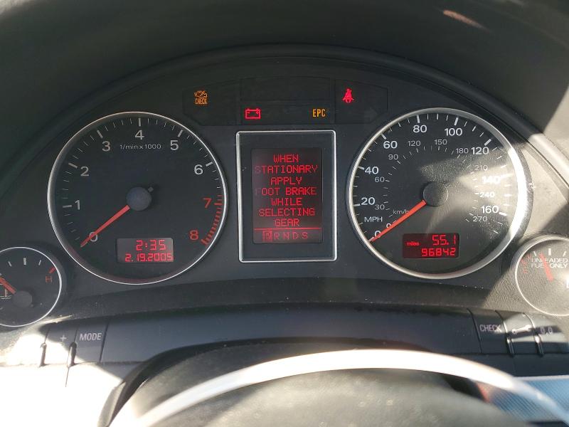 2007 Audi A4 VIN WAUDF78E27A032295 COPART salvage auction — MECHANICAL, Wa - Dis/Dlr/Exp Only Clean Title (P), sold $350 on 2026-07-07 (photo 9)