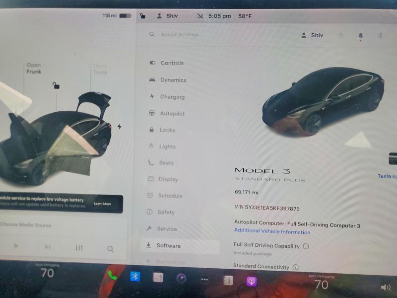 2019 Tesla Model 3 VIN 5YJ3E1EA5KF397876 COPART salvage auction — REAR END, Ca - Salvage Certificate, sold $5,900 on 2026-07-02 (photo 9)
