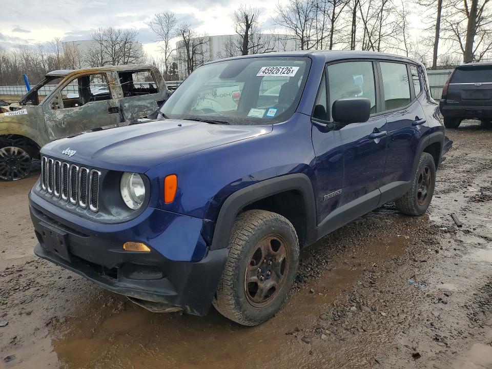 2018 Jeep Renegade VIN ZACCJBAB5JPG72489 COPART salvage auction — FRONT END, Ny - Mv907A-Parts Only W/Lienholder, sold $625 on 2026-07-15 (photo 1)