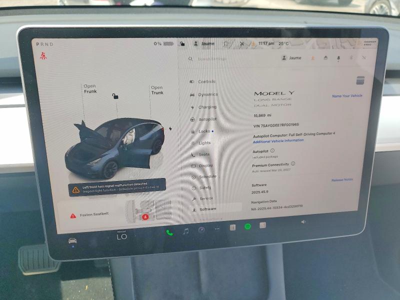 2024 Tesla Model y VIN 7SAYGDEE7RF001965 COPART salvage auction — FRONT END, Ca - Salvage Certificate, sold $250 on 2026-07-28 (photo 9)