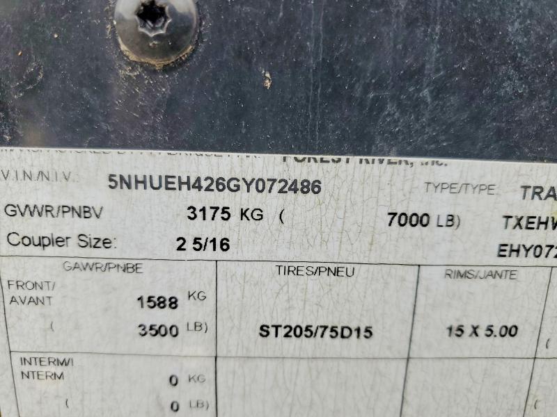 2016 Cargo Mate VIN 5NHUEH426GY072486 COPART salvage auction — BURN, VT - CERT OF TITLE-SALVAGE VEHICLE, sold $175 on 2026-07-08 (photo 8)