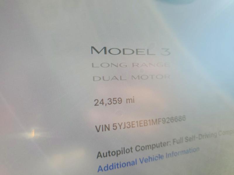 2021 Tesla Model 3 VIN 5YJ3E1EB1MF926686 COPART salvage auction — REAR END, Ca - Salvage Certificate, sold $9,300 on 2026-07-06 (photo 9)