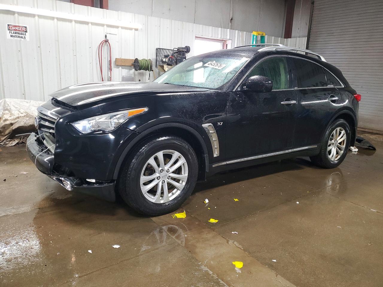 2014 Infiniti QX70 VIN JN8CS1MW6EM410964 COPART salvage auction — Front End, IL - SALVAGE CERTIFICATE, sold $650 on 2026-07-07 (photo 1)