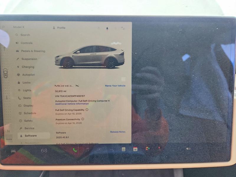 2023 Tesla Model x VIN 7SAXCAE56PF400157 COPART salvage auction — SIDE, Ga - Certificate Of Title, sold $24,600 on 2026-08-28 (photo 9)