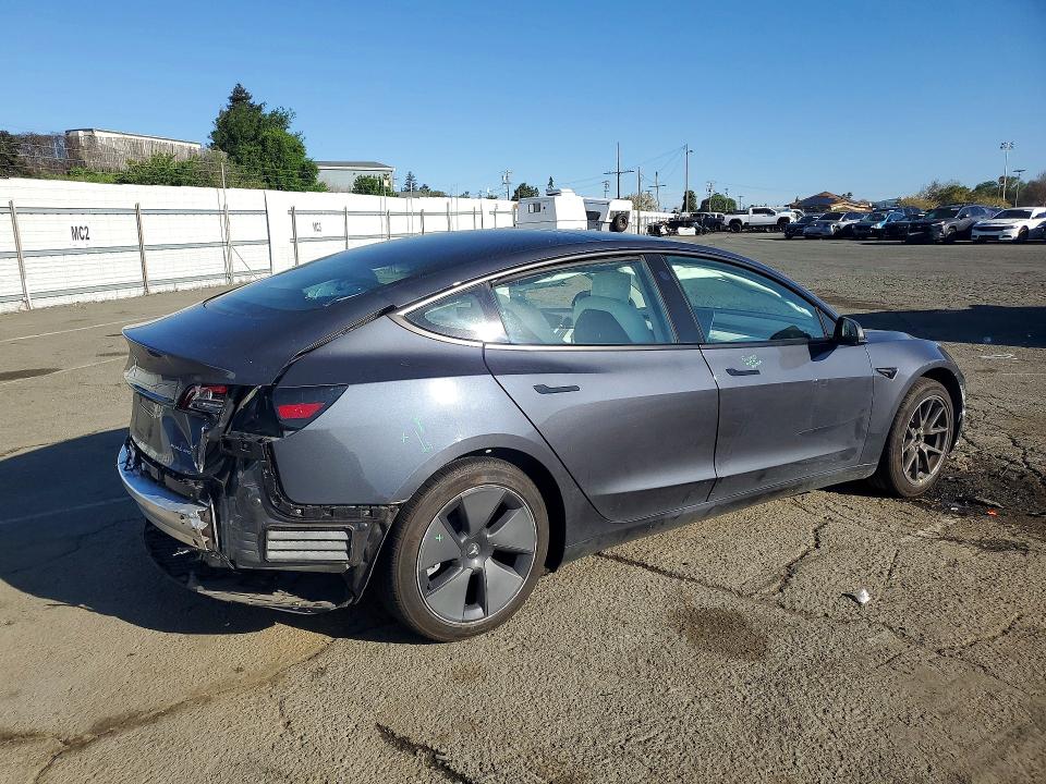 2021 Tesla Model 3 VIN 5YJ3E1EB1MF926686 COPART salvage auction — REAR END, Ca - Salvage Certificate, sold $9,300 on 2026-07-06 (photo 3)