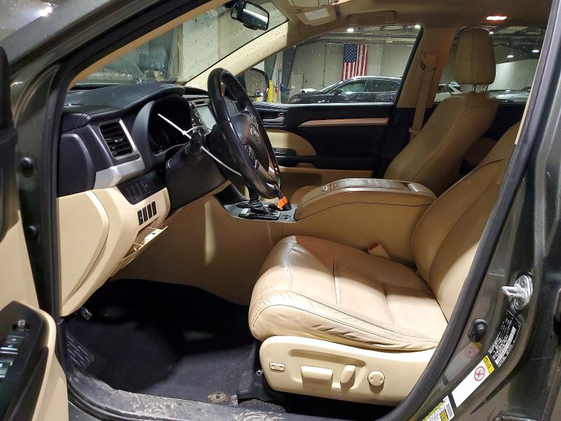 2016 Toyota Highlander VIN 5TDJKRFH7GS321198 COPART salvage auction — FRONT END, Pa - Certificate Of Salvage, sold $6,800 on 2026-07-08 (photo 7)
