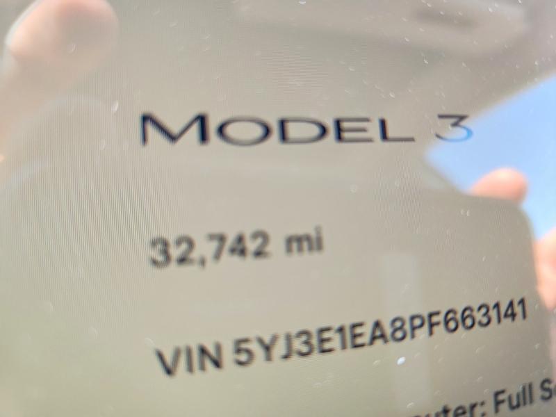 2023 Tesla Model 3 VIN 5YJ3E1EA8PF663141 COPART salvage auction — FRONT END, Pa - Cert Of Salv-R=Reconstructed, sold $1,750 on 2026-07-31 (photo 9)