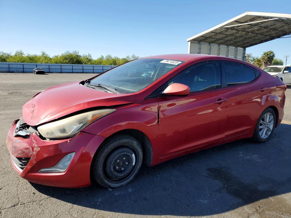 2014 Hyundai Elantra VIN KMHDH4AE7EU053012 COPART salvage auction — FRONT END, Ca - Salvage Certificate, sold $975 on 2026-07-02 (photo 1)