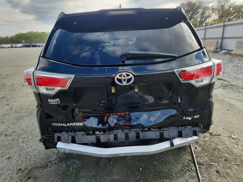 2016 Toyota Highlander VIN 5TDYKRFH2GS171127 COPART salvage auction — REAR END, Sc - Cert Of Title-Salvage, sold $7,500 on 2026-07-13 (photo 6)