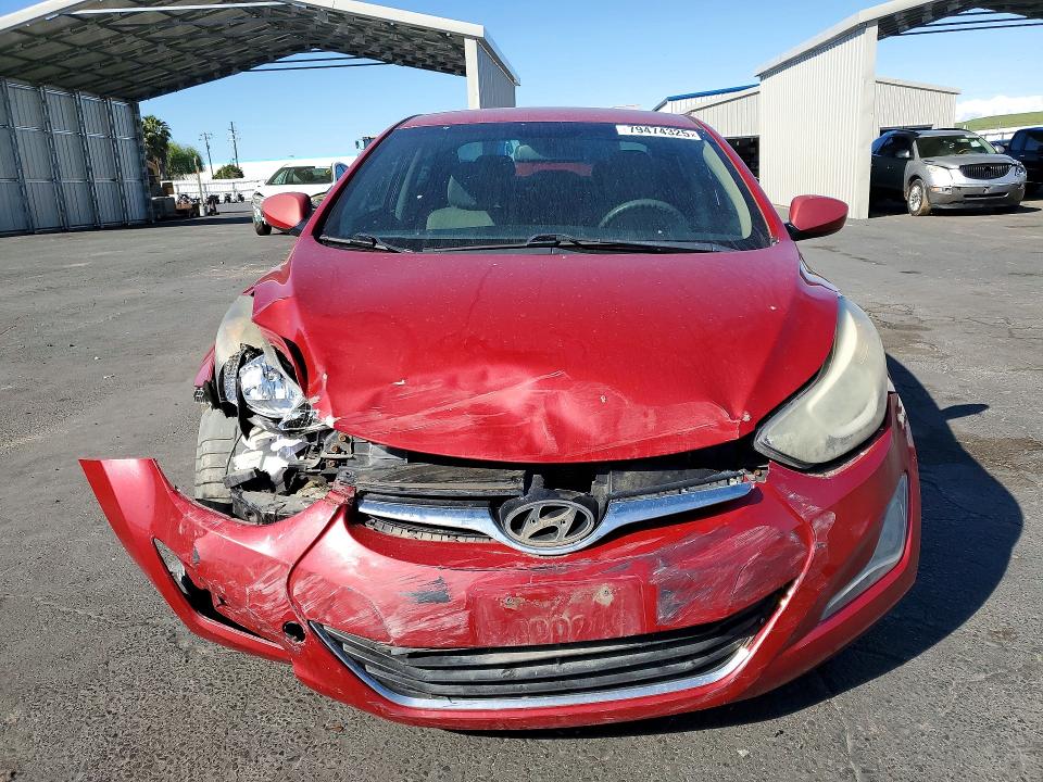 2014 Hyundai Elantra VIN KMHDH4AE7EU053012 COPART salvage auction — FRONT END, Ca - Salvage Certificate, sold $975 on 2026-07-02 (photo 5)